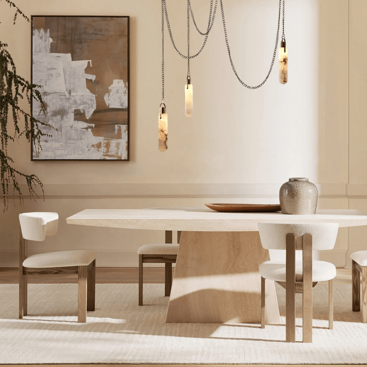 Luxury Modern Alabaster Flint 5 Light LED Multi-Drop Pendant - Zelno