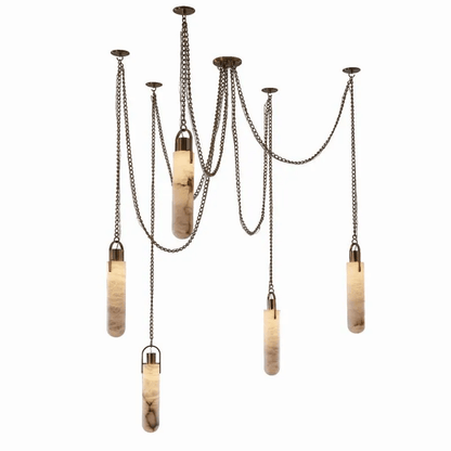 Luxury Modern Alabaster Flint 5 Light LED Multi-Drop Pendant - Zelno