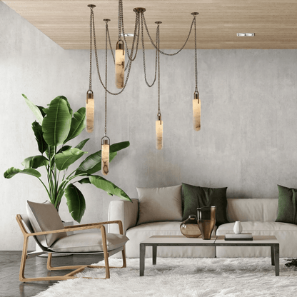 Luxury Modern Alabaster Flint 5 Light LED Multi-Drop Pendant - Zelno