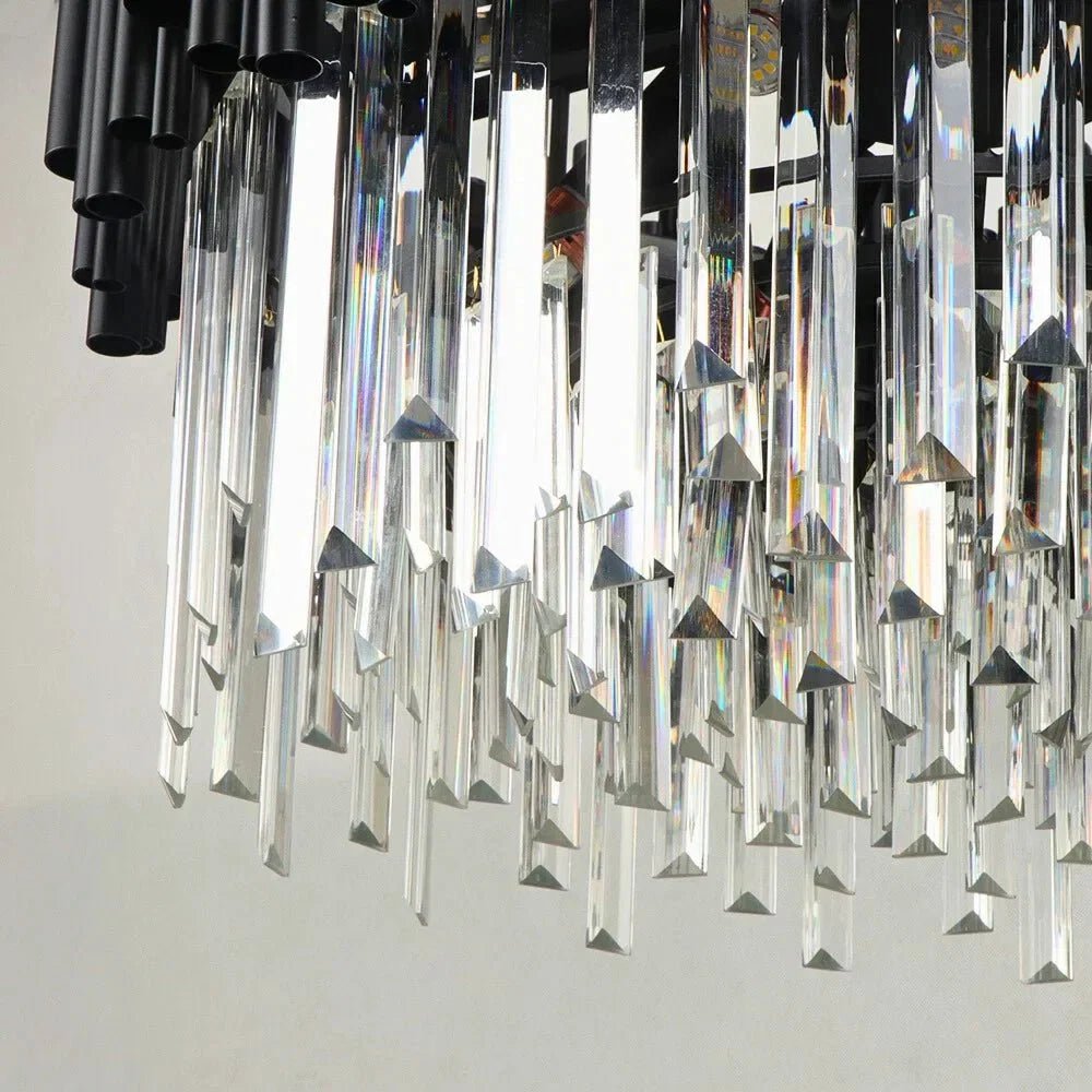 Luxury Modern Living Room Black Crystal Light Fixture - Zelno Lighting