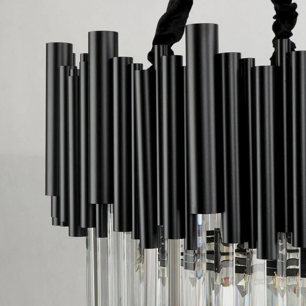 Luxury Modern Living Room Black Crystal Light Fixture - Zelno Lighting