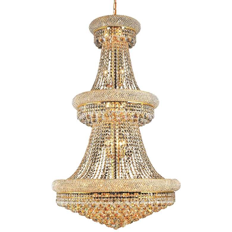 Luxury Modern Primo Wide Gold Crystal Chandelier for High Ceiling Foyer & Staircase - Zelno Lighting