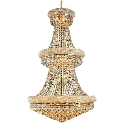 Luxury Modern Primo Wide Gold Crystal Chandelier for High Ceiling Foyer & Staircase - Zelno Lighting