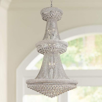 Luxury Modern Primo Wide Gold Crystal Chandelier for High Ceiling Foyer & Staircase - Zelno Lighting