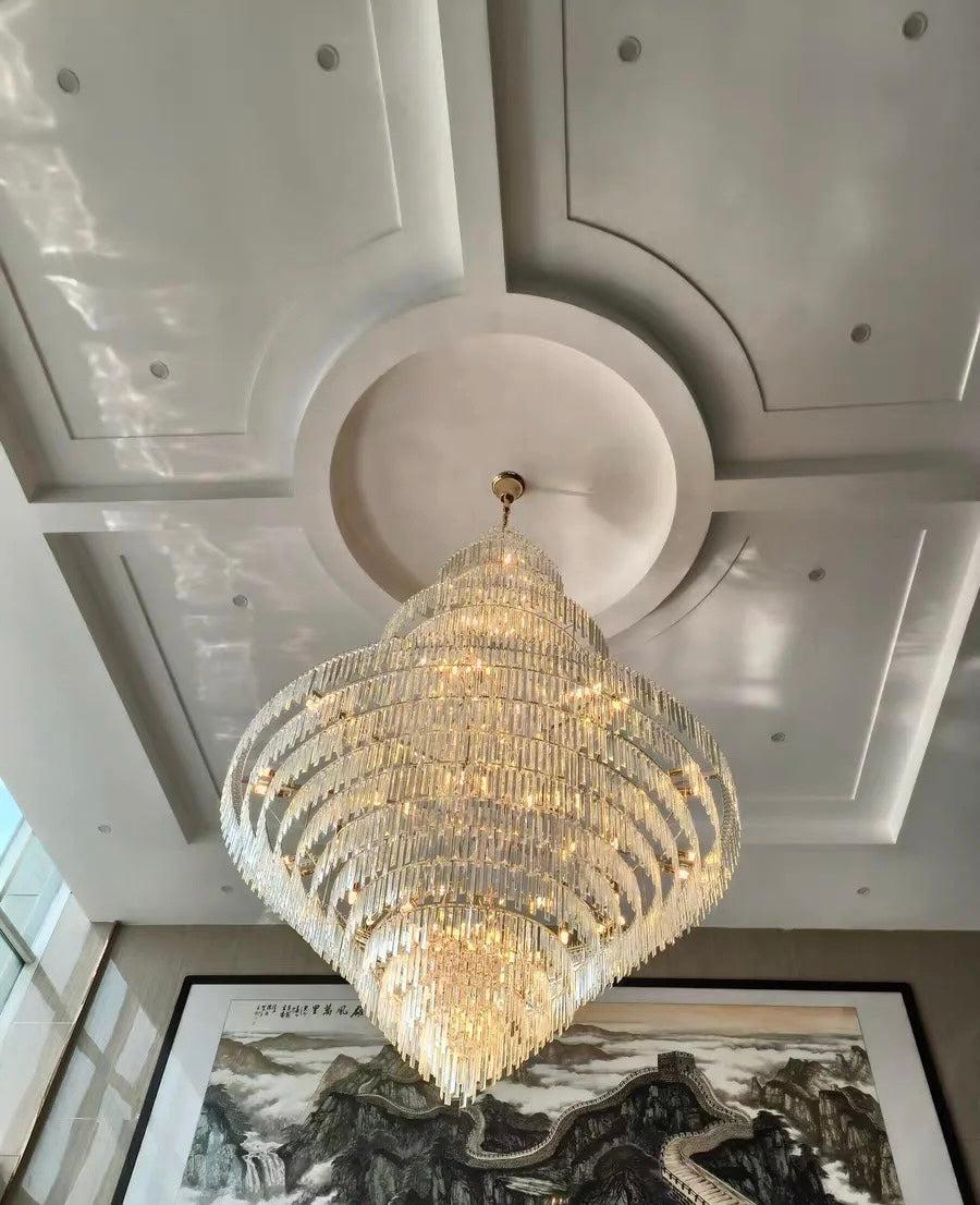 Luxury Multi-tiered Extra Large Crystal Chandelier for Staircase/Foyer/Entryway - Zelno Lighting