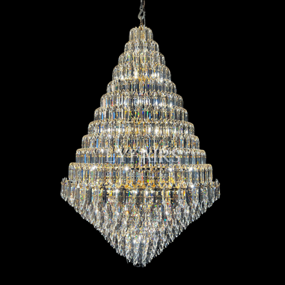 Luxury Multi-tiered Honeycomb Crystal Chandelier for High Ceiling - Zelno Lighting