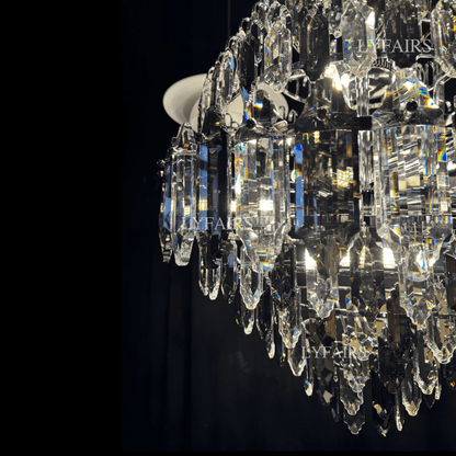 Luxury Multi-tiered Honeycomb Crystal Chandelier for High Ceiling - Zelno Lighting