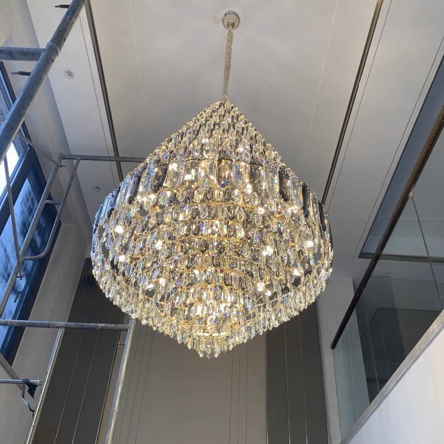 Luxury Multi-tiered Honeycomb Crystal Chandelier for High Ceiling - Zelno Lighting