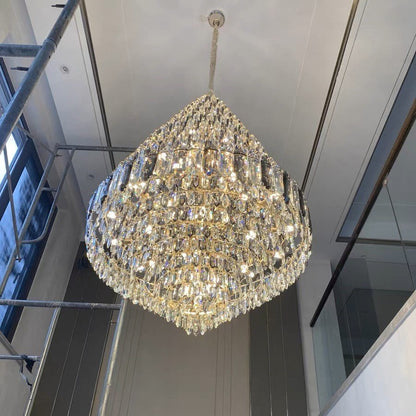 Luxury Multi-tiered Honeycomb Crystal Chandelier for High Ceiling - Zelno Lighting