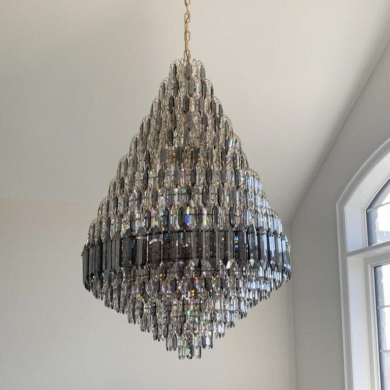 Luxury Multi-tiered Honeycomb Crystal Chandelier for High Ceiling - Zelno Lighting