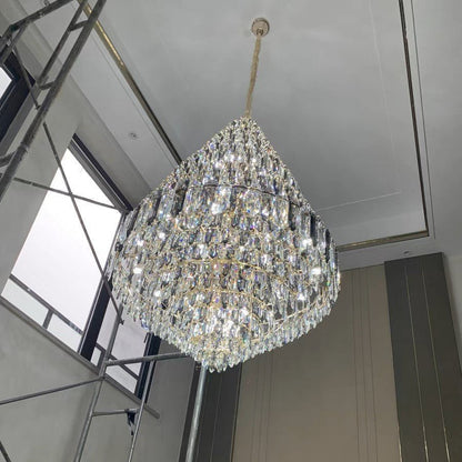 Luxury Multi-tiered Honeycomb Crystal Chandelier for High Ceiling - Zelno Lighting