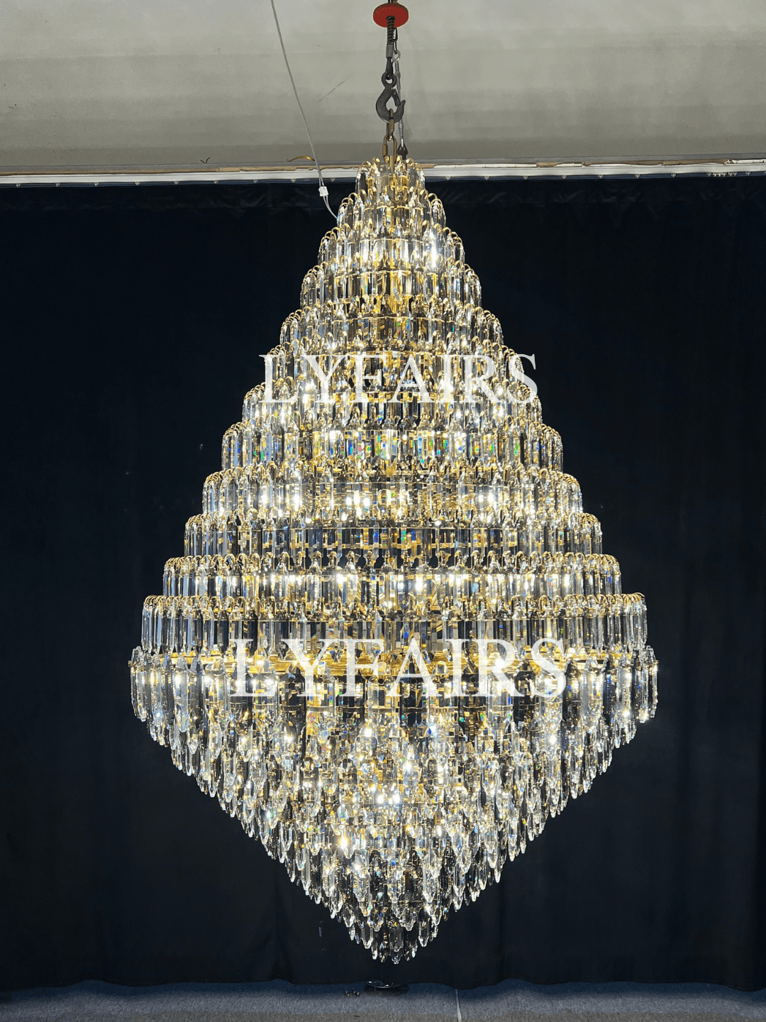 Luxury Multi-tiered Honeycomb Crystal Chandelier for High Ceiling - Zelno Lighting