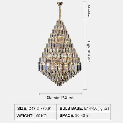 Luxury Multi-tiered Honeycomb Crystal Chandelier for High Ceiling - Zelno Lighting