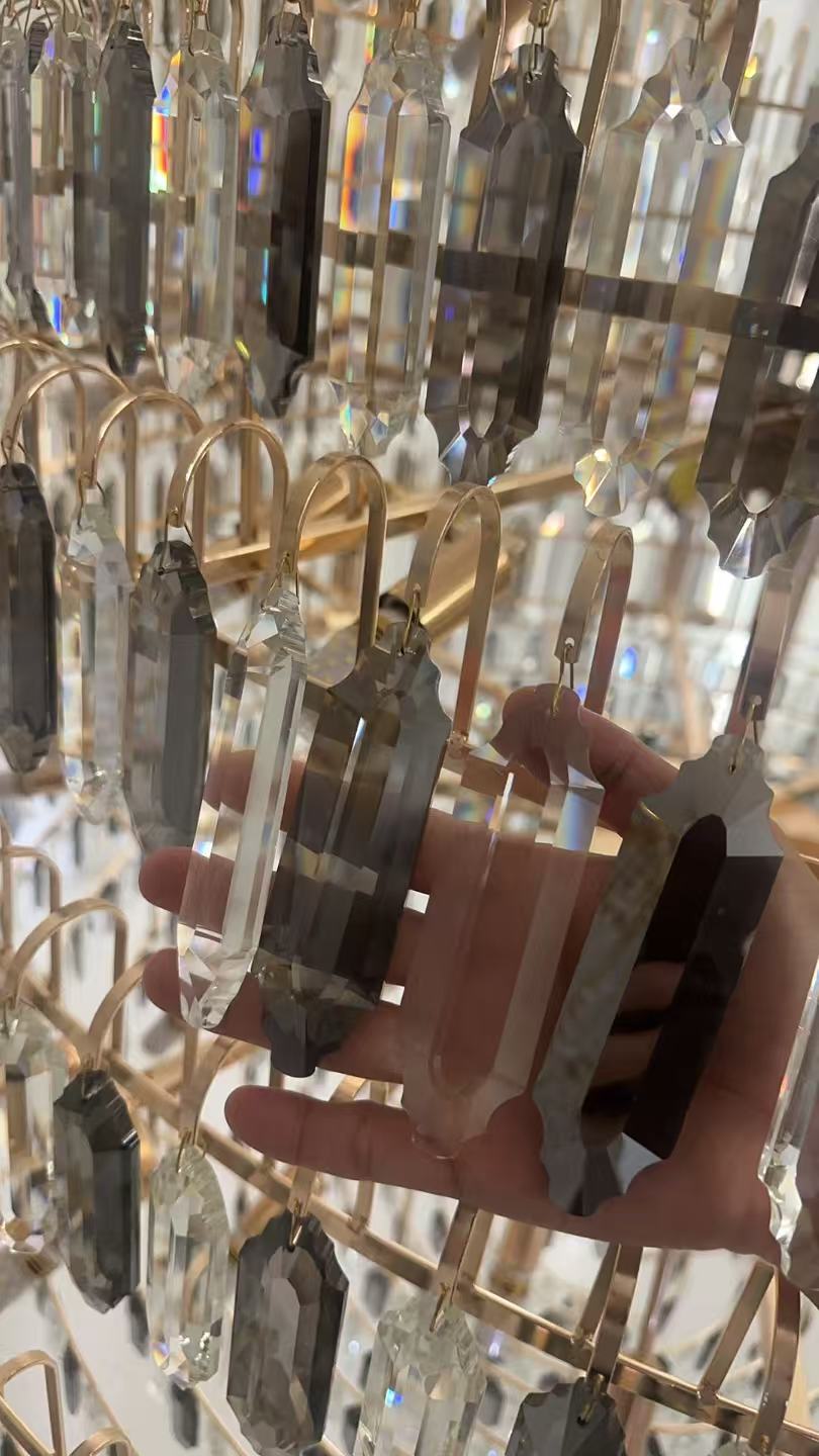 Luxury Multi-tiered Honeycomb Crystal Chandelier for High Ceiling - Zelno Lighting