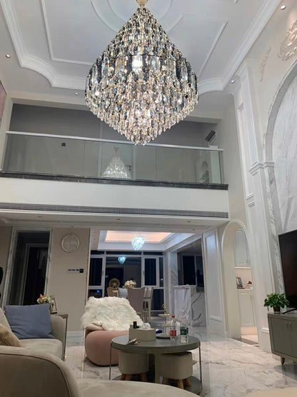 Luxury Multi-tiered Honeycomb Crystal Chandelier for High Ceiling - Zelno Lighting
