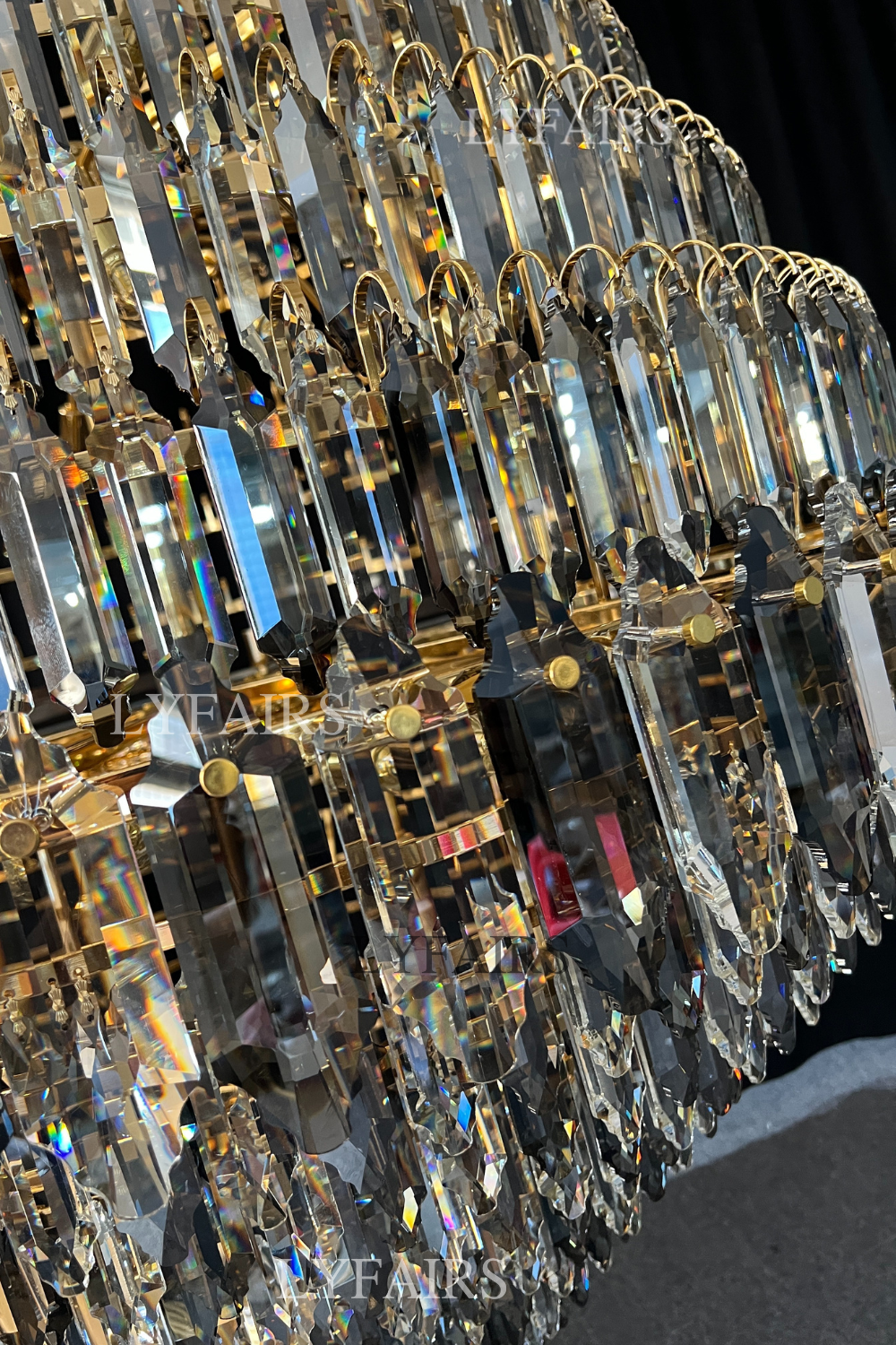 Luxury Multi-tiered Honeycomb Crystal Chandelier for High Ceiling - Zelno Lighting