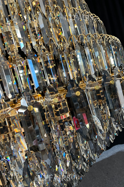Luxury Multi-tiered Honeycomb Crystal Chandelier for High Ceiling - Zelno Lighting
