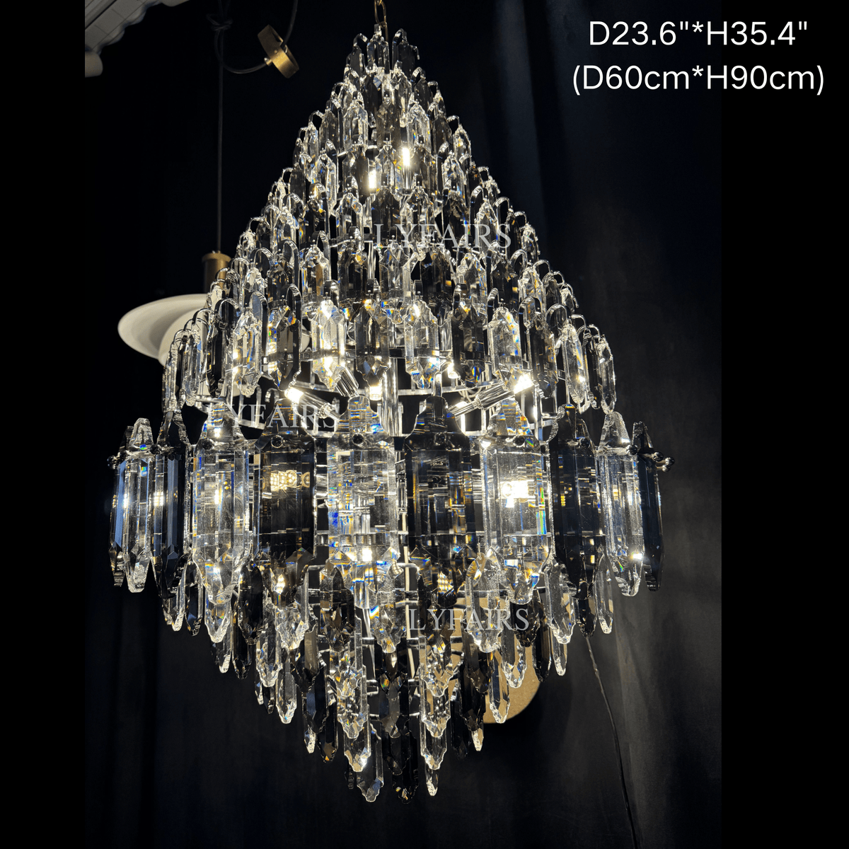 Luxury Multi-tiered Honeycomb Crystal Chandelier for High Ceiling - Zelno Lighting