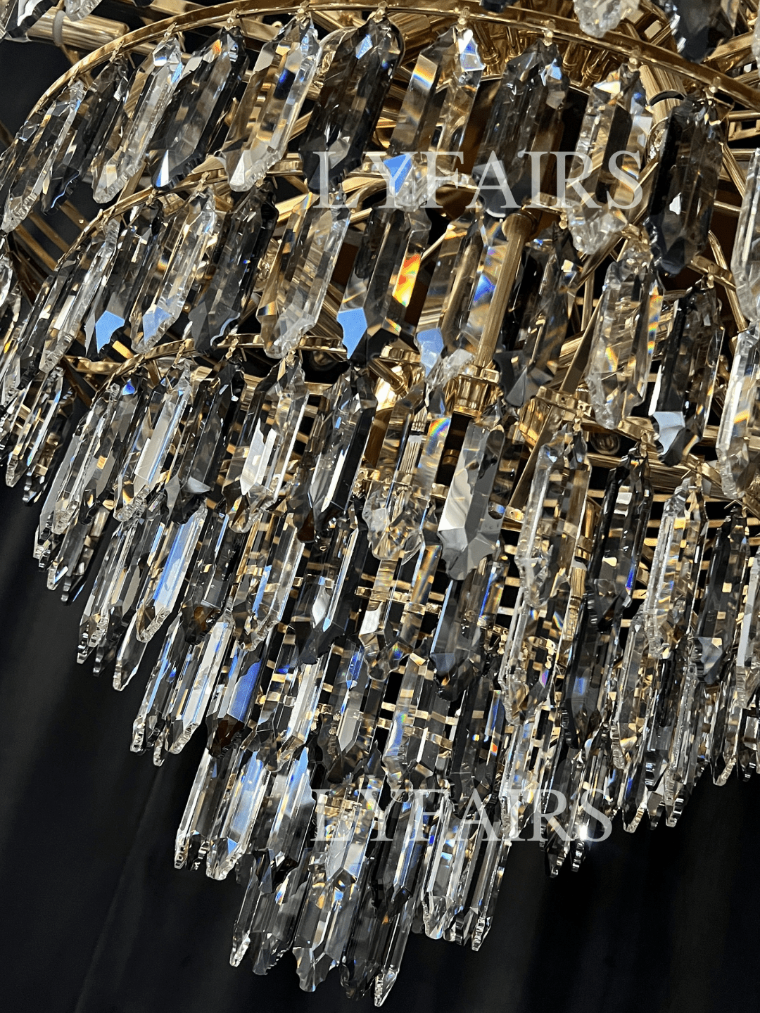 Luxury Multi-tiered Honeycomb Crystal Chandelier for High Ceiling - Zelno Lighting