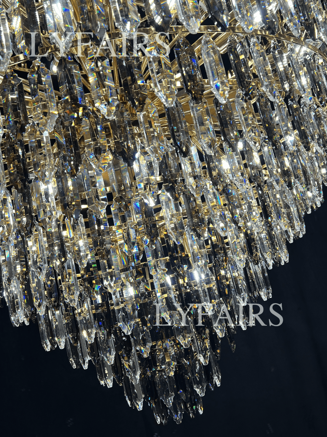 Luxury Multi-tiered Honeycomb Crystal Chandelier for High Ceiling - Zelno Lighting