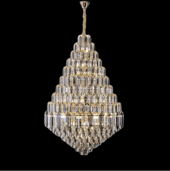 Luxury Multi-tiered Honeycomb Crystal Chandelier for High Ceiling - Zelno Lighting