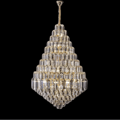 Luxury Multi-tiered Honeycomb Crystal Chandelier for High Ceiling - Zelno Lighting
