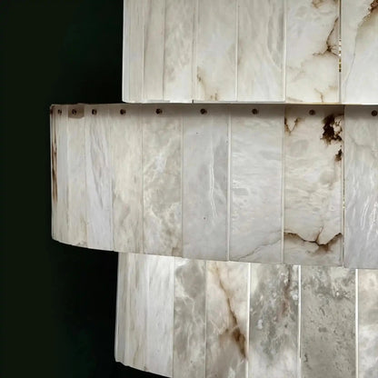 Luxury Sculpted Pyramid-Tier Alabaster Chandelier for High Ceiling - Zelno Lighting