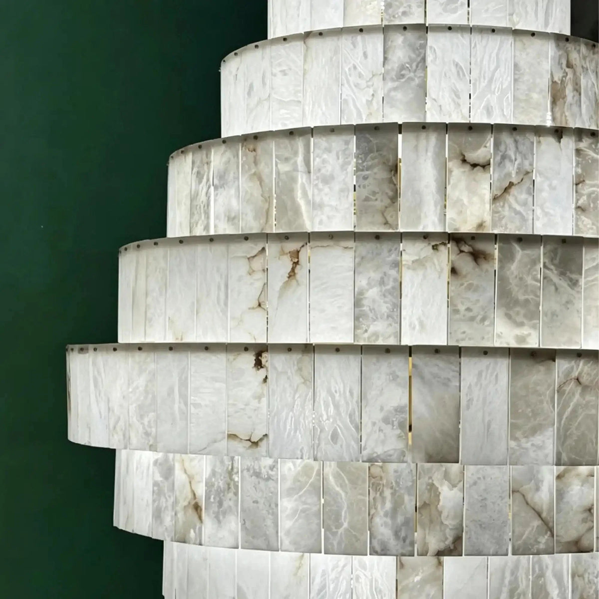 Luxury Sculpted Pyramid-Tier Alabaster Chandelier for High Ceiling - Zelno Lighting