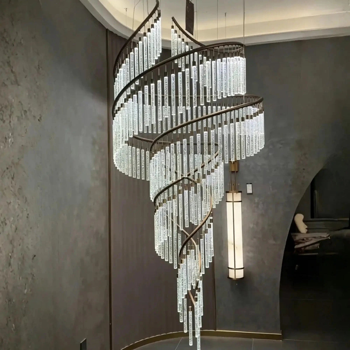 Luxury Spiral Bubble Crystal Chandelier for High Ceiling - Zelno Lighting