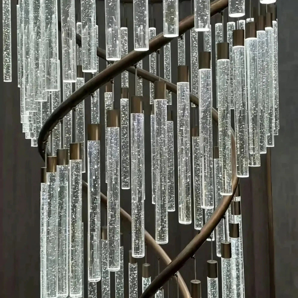 Luxury Spiral Bubble Crystal Chandelier for High Ceiling - Zelno Lighting