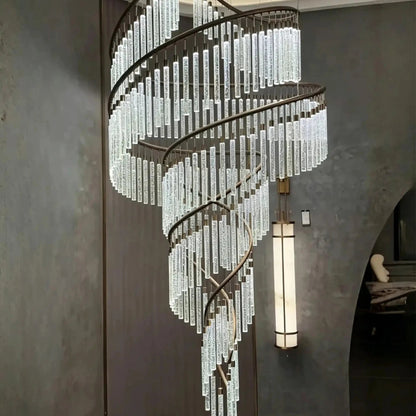 Luxury Spiral Bubble Crystal Chandelier for High Ceiling - Zelno Lighting