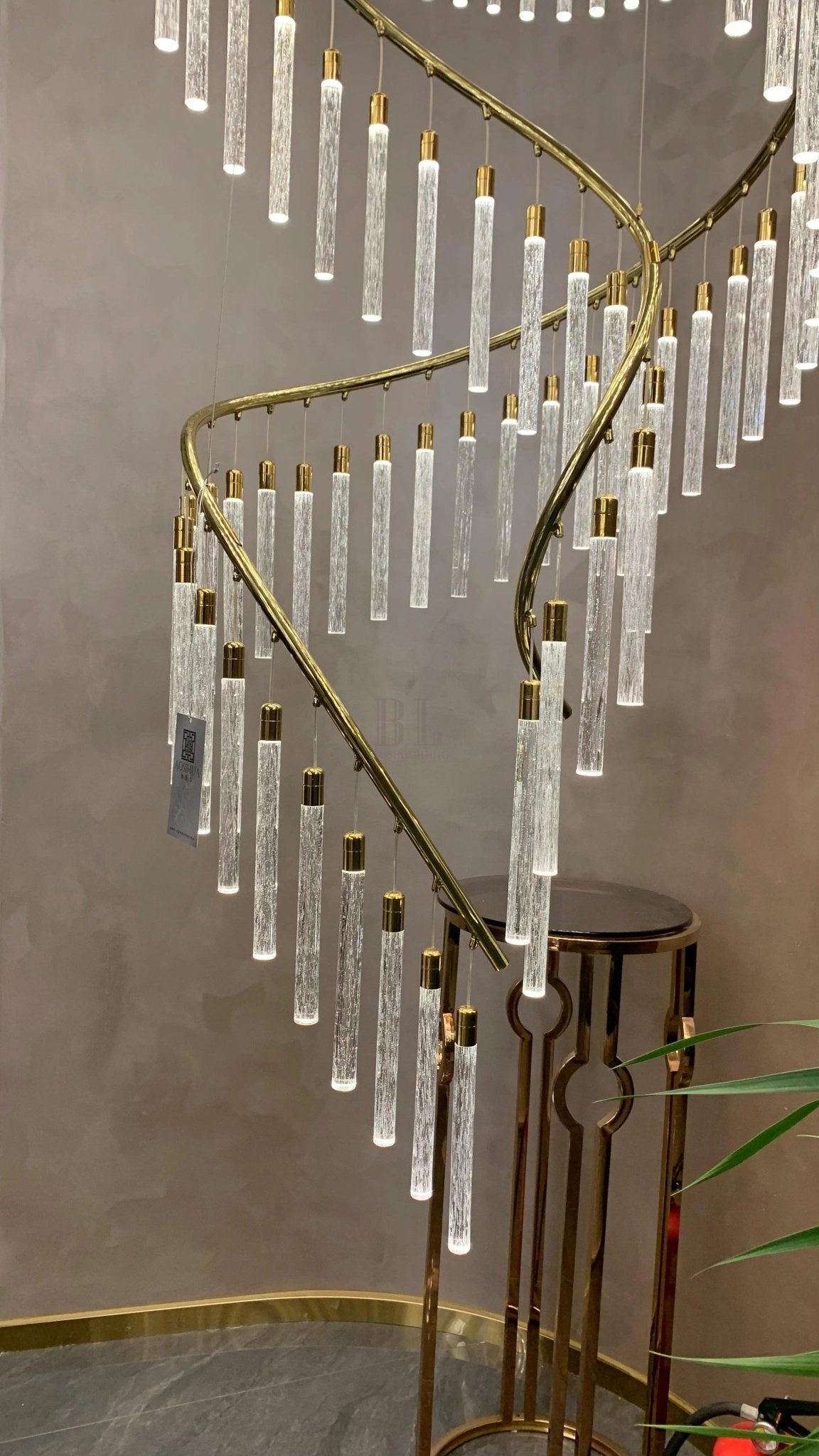Luxury Spiral Bubble Crystal Stick Chandelier for Staircase/Foyer/High-ceiling - Zelno Lighting