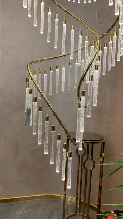 Luxury Spiral Bubble Crystal Stick Chandelier for Staircase/Foyer/High-ceiling - Zelno Lighting