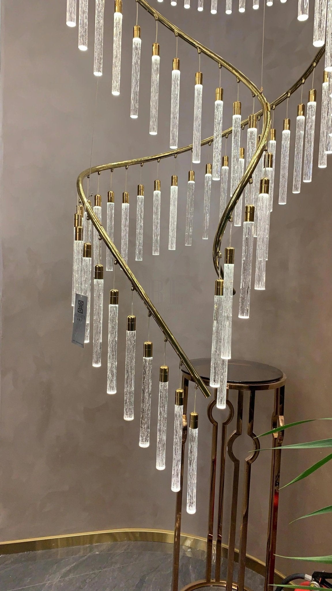 Luxury Spiral Bubble Crystal Stick Chandelier for Staircase/Foyer/High-ceiling - Zelno Lighting