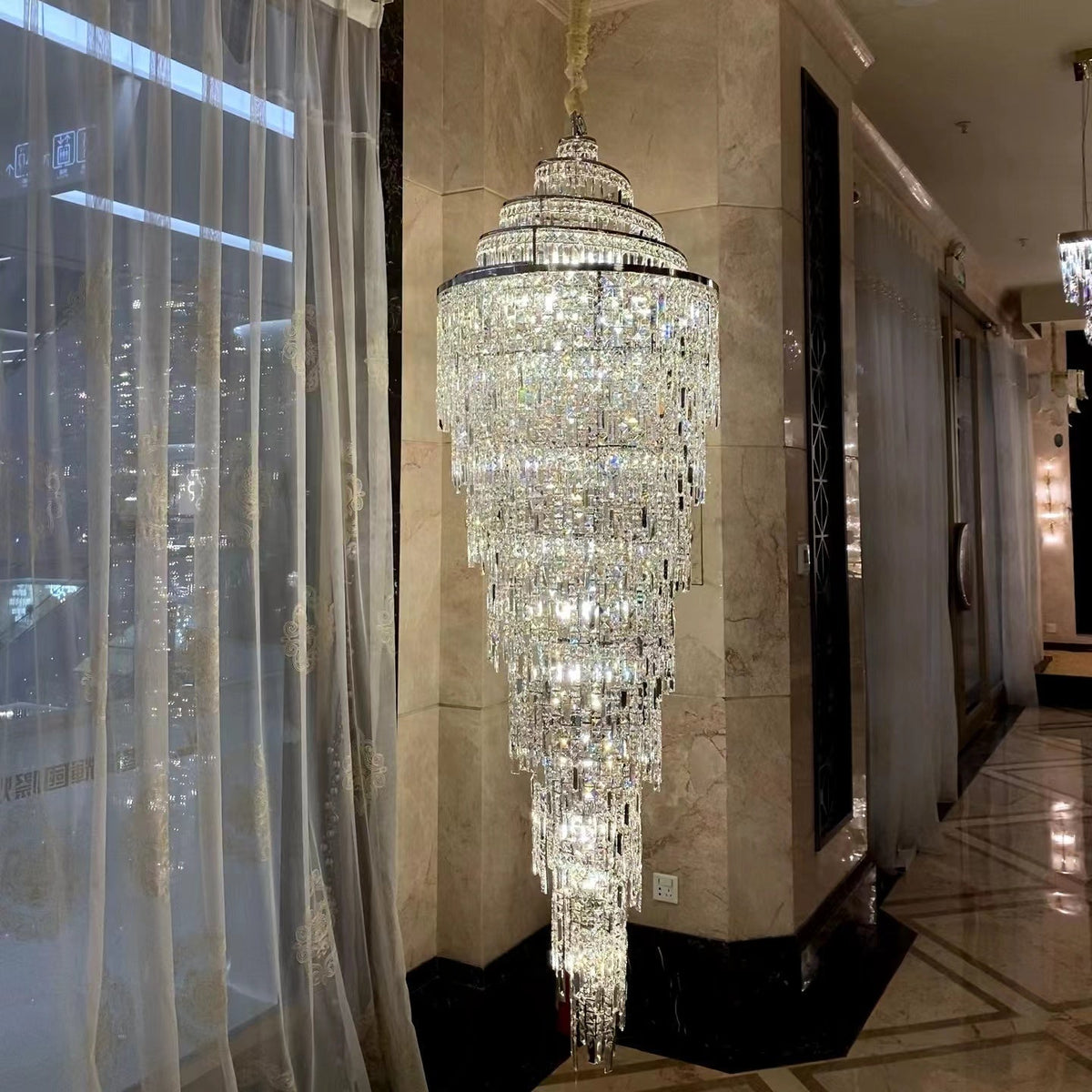 Luxury Spiral Crystal Chandelier For Foyer / Staircase - Zelno Lighting