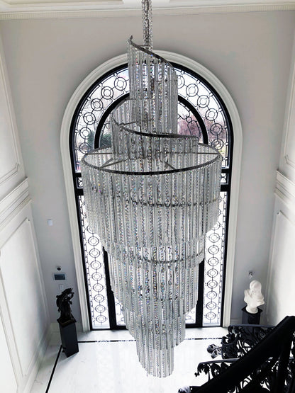 Luxury Spiral Crystal Chandelier for High-ceiling/Foyer/Staircase - Zelno Lighting