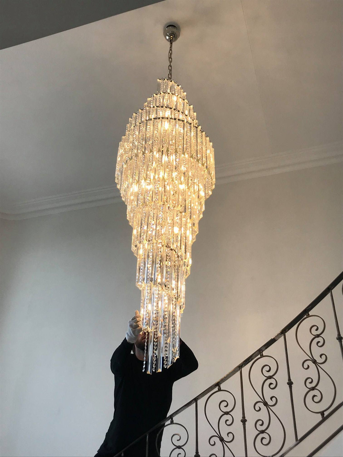 Luxury Spiral Crystal Chandelier for High-ceiling/Foyer/Staircase - Zelno Lighting