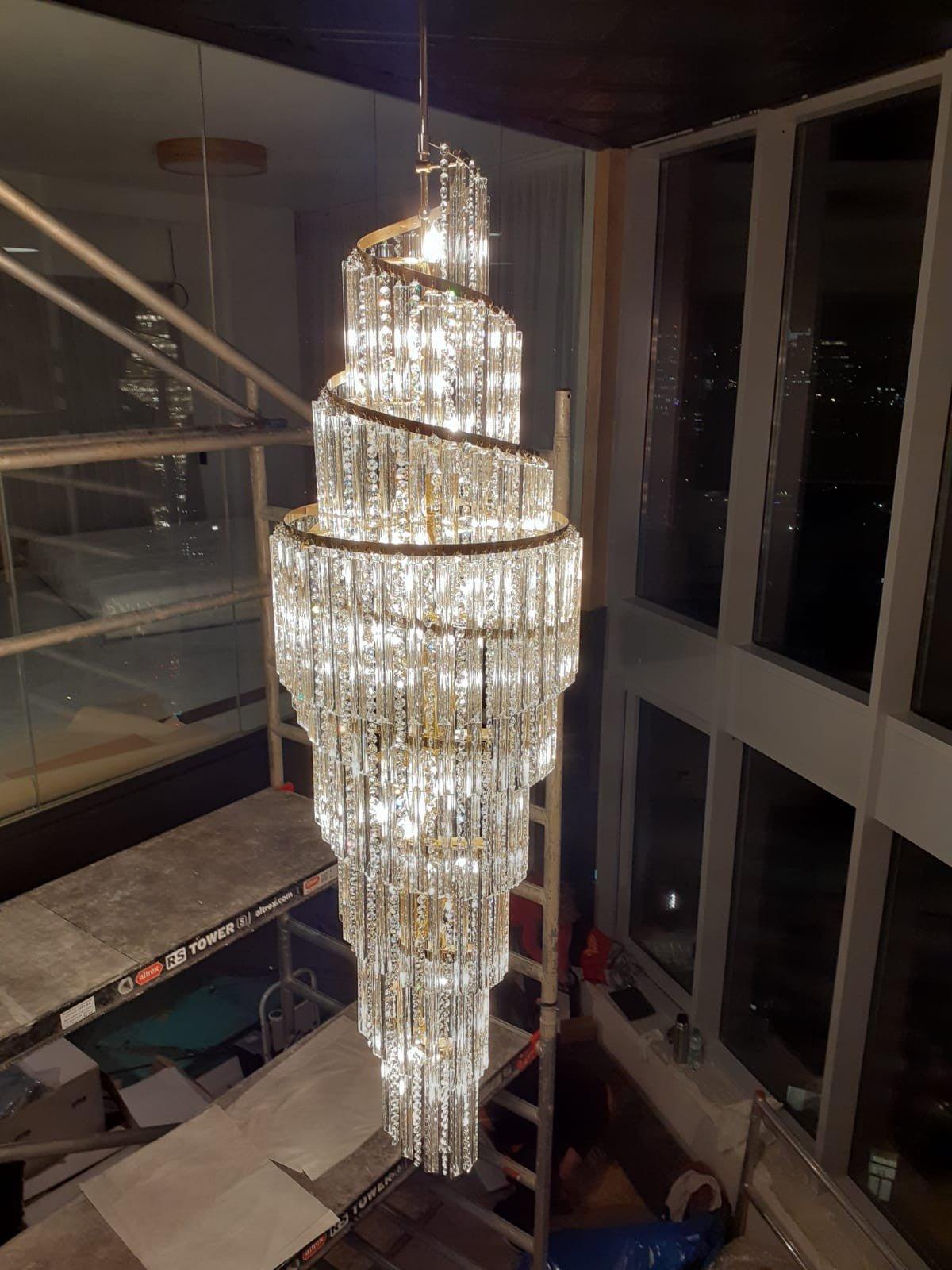 Luxury Spiral Crystal Chandelier for High-ceiling/Foyer/Staircase - Zelno Lighting
