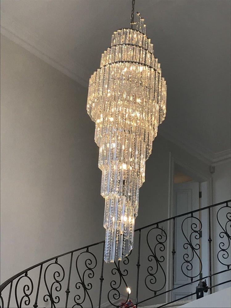 Luxury Spiral Crystal Chandelier for High-ceiling/Foyer/Staircase - Zelno Lighting