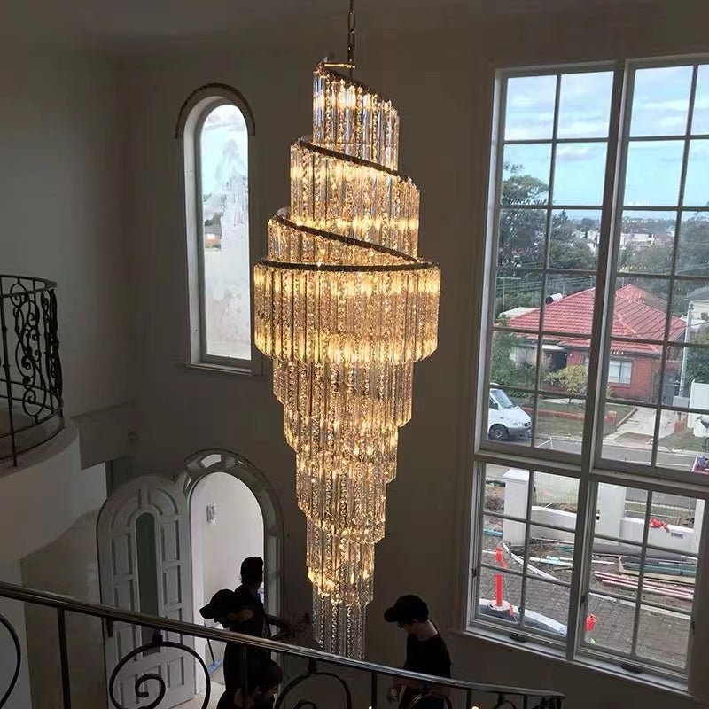 Luxury Spiral Crystal Chandelier for High-ceiling/Foyer/Staircase - Zelno Lighting