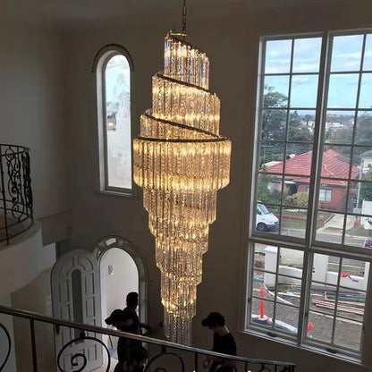 Luxury Spiral Crystal Chandelier for High-ceiling/Foyer/Staircase - Zelno Lighting