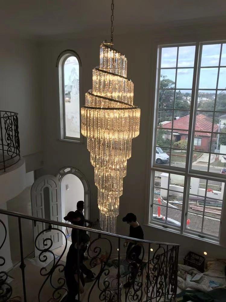 Luxury Spiral Crystal Chandelier for High-ceiling/Foyer/Staircase - Zelno Lighting