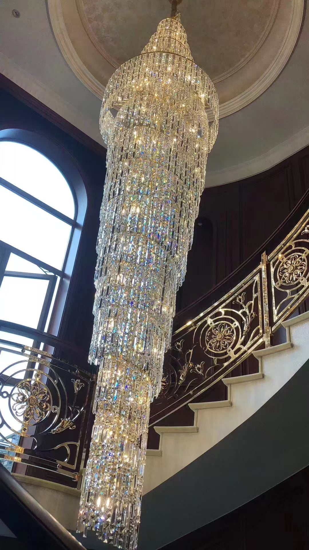 Luxury Spiral Crystal Chandelier for High-ceiling/Foyer/Staircase - Zelno Lighting