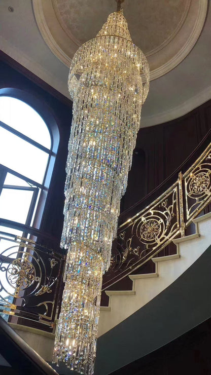 Luxury Spiral Crystal Chandelier for High-ceiling/Foyer/Staircase - Zelno Lighting