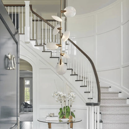 Lyla Pendant Modern Alabaster Pendant for Staircase Foyer - Zelno Lighting