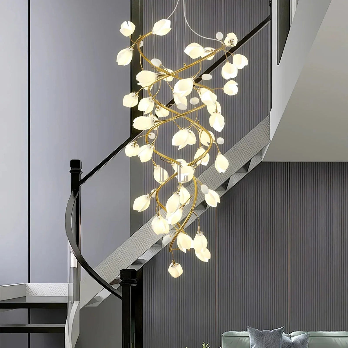 Lysandra Flower staircase chandelier - Zelno Lighting