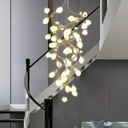 Lysandra Flower staircase chandelier - Zelno Lighting