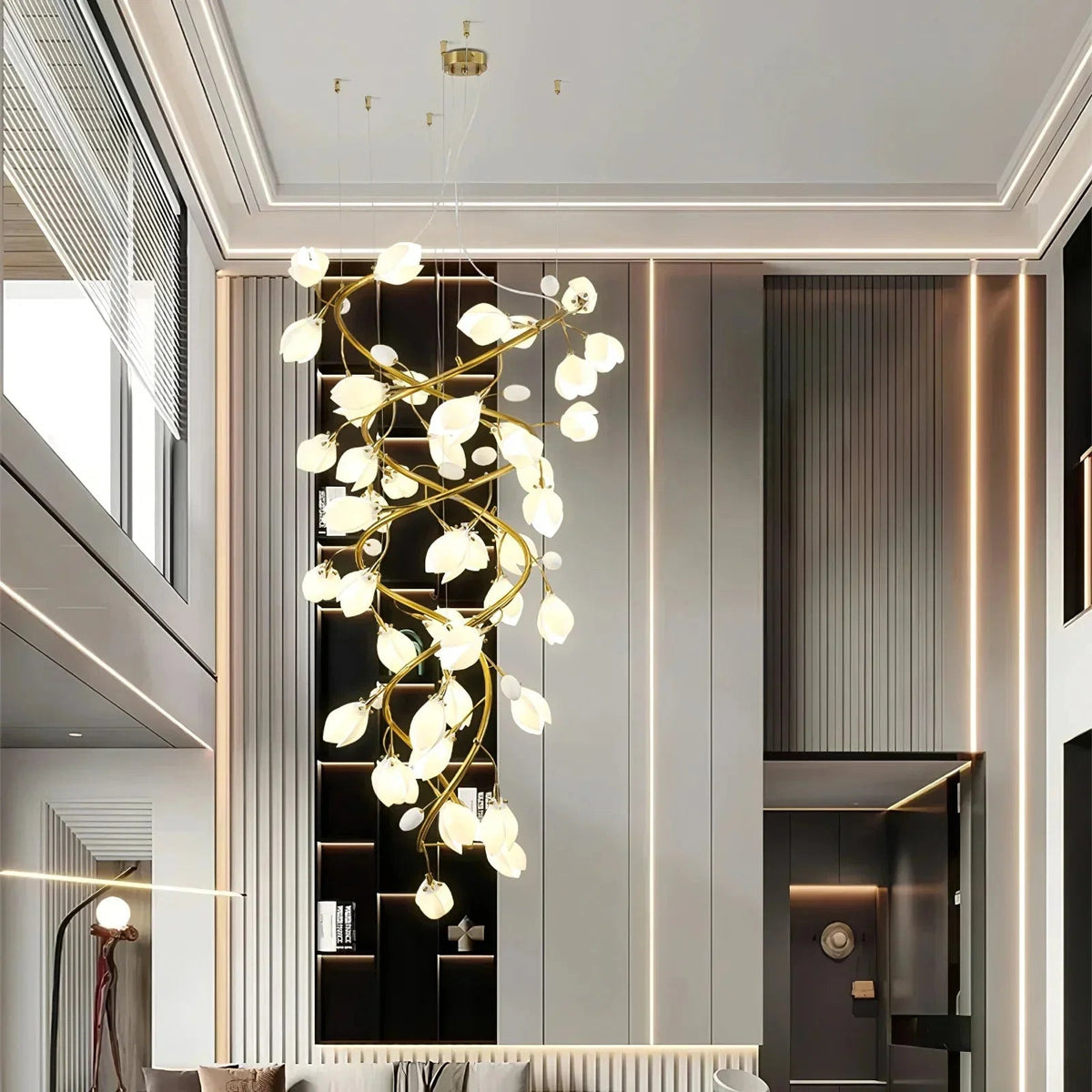 Lysandra Flower staircase chandelier - Zelno Lighting