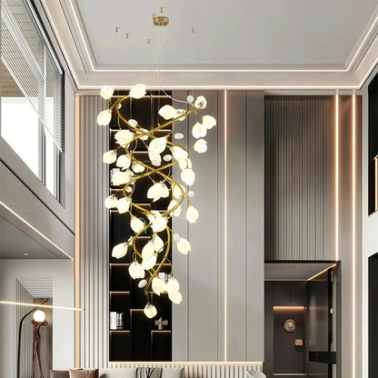 Lysandra Flower staircase chandelier - Zelno Lighting