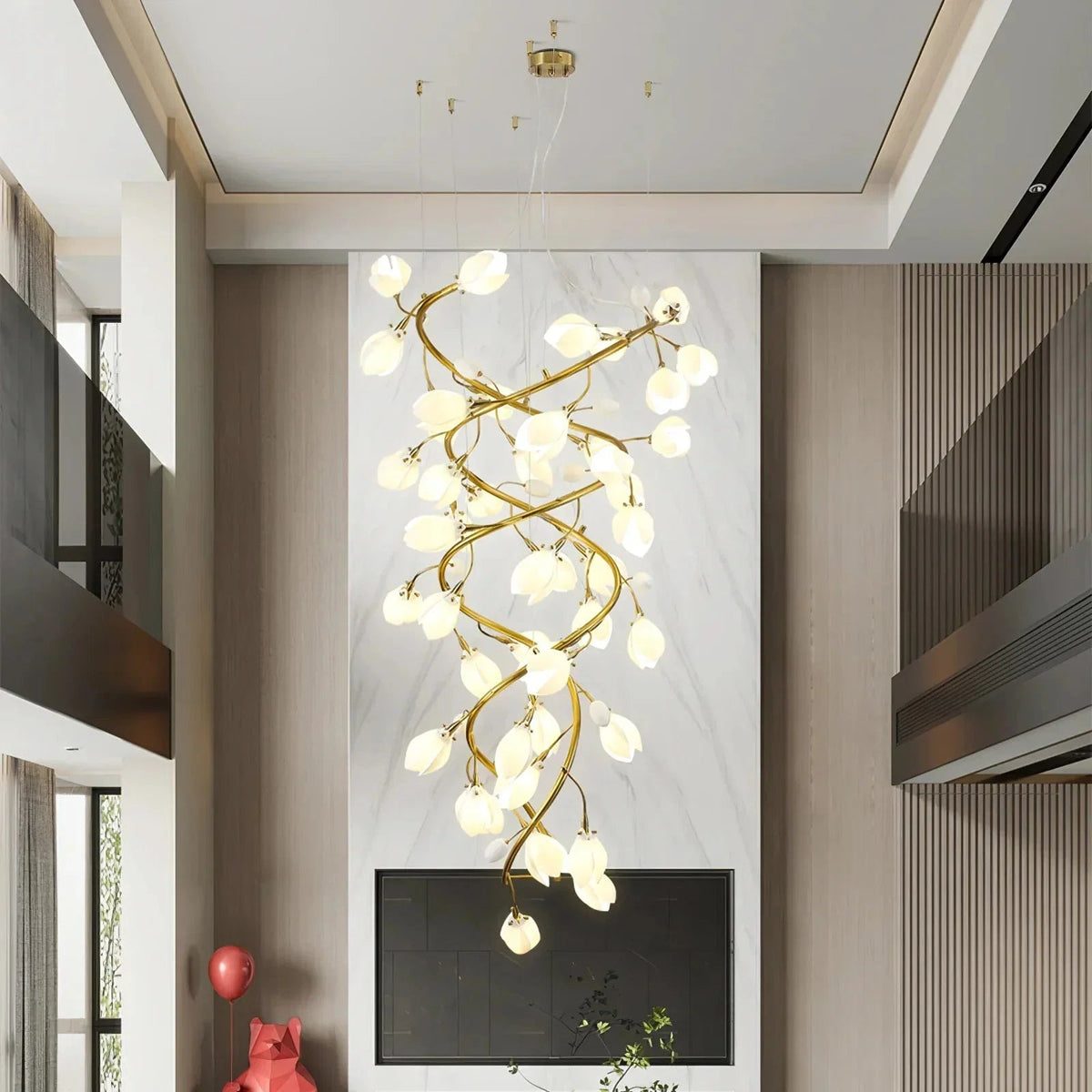Lysandra Flower staircase chandelier - Zelno Lighting